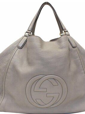 Gucci Soho Chain Tote Beige Leather GG Logo Shoulder Bag AUTHENTIC COA